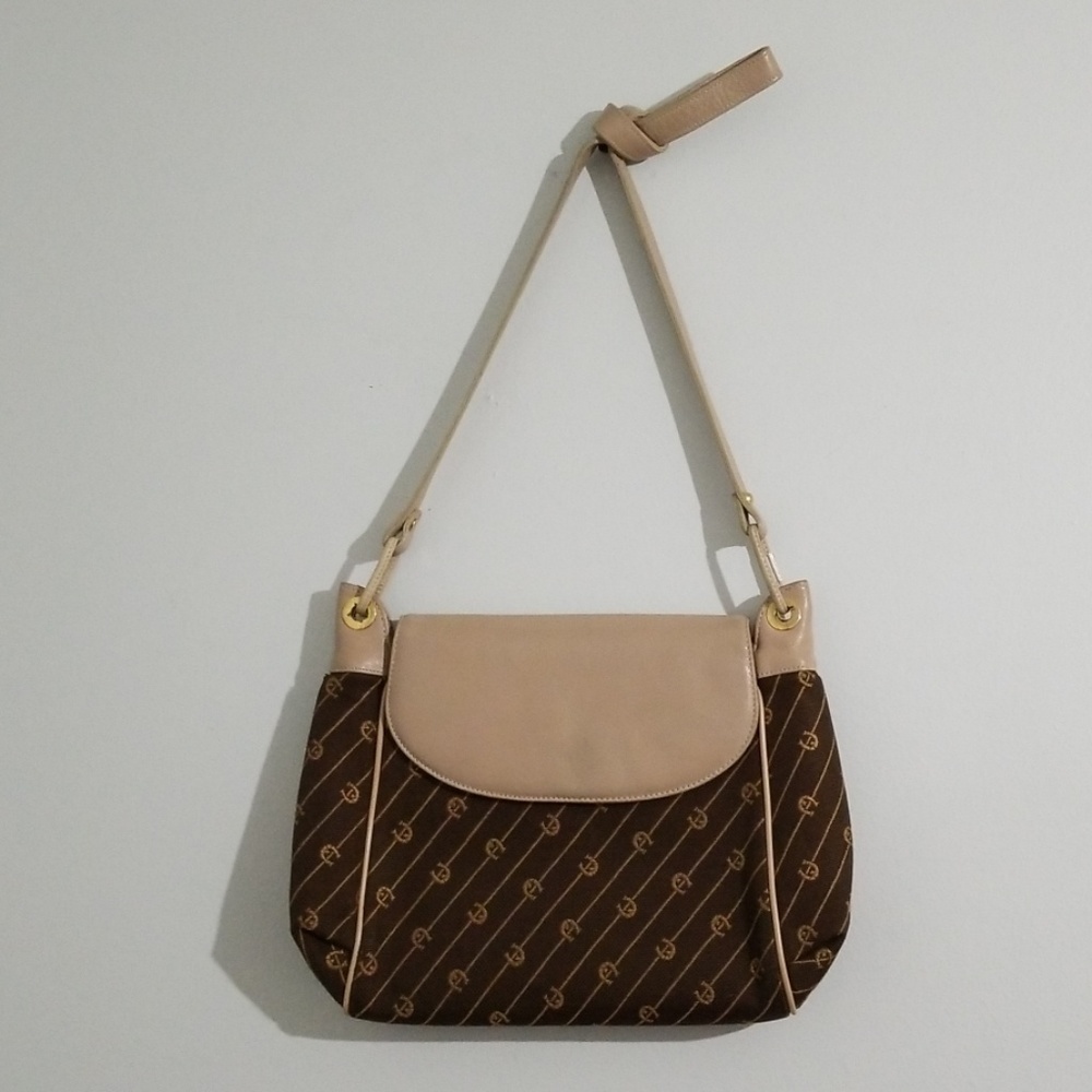 Vintage Etienne Aigner Classic Canvas  Leather Bag